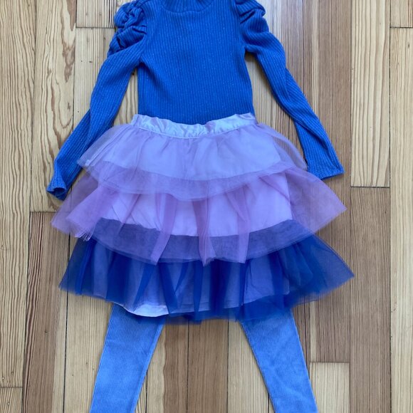 Janie and Jack Ombre Tiered Tulle Tutu Skirt - Periwinkle/Blue - Size 5 - Picture 2 of 2